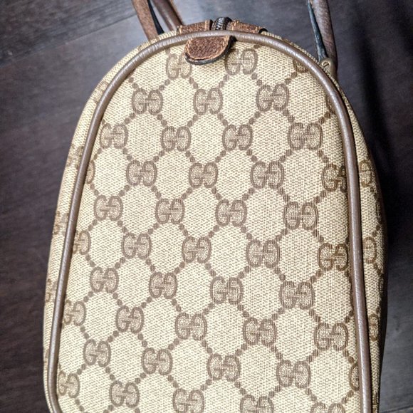 Auth GUCCI Old Gucci Sherry PVC GG Canvas Leather Mini Boston Bag Used F/S - Picture 2 of 7